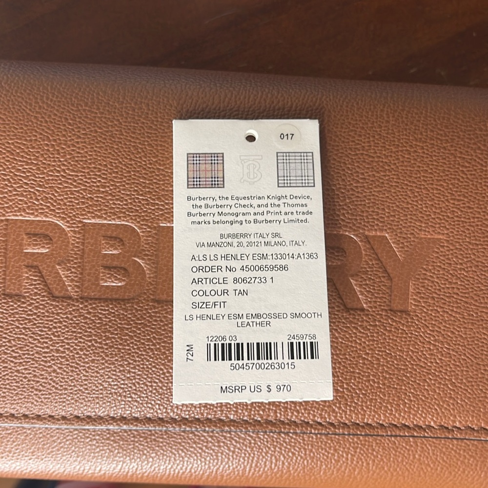 Burberry Leather Embossed Henley Wallet on a Strap - Picture 9 of 9